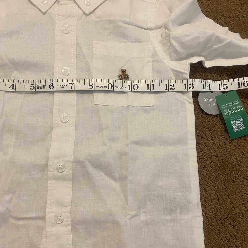Gap Boys White Button Down Shirt & Tan Pants Set New Size 4 - Picture 3 of 16